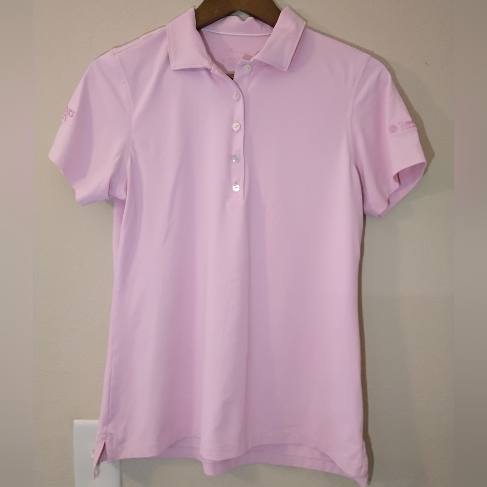 Peter Millar Womens Golf Polo Size Medium Light Pink UPF 50 County‎ Club Logo
